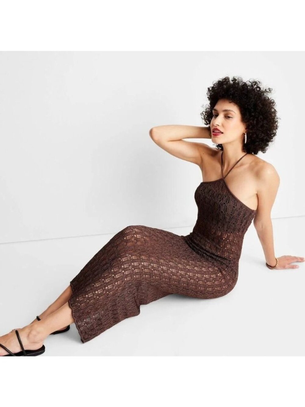 Future Collective Dark Brown Cover Up Maxi Swim Dress -- Plus 1X 16W/18W NWOT - Picture 3 of 6